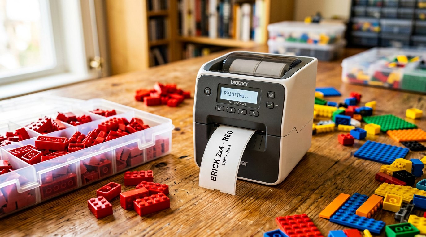 A label printer printing a part label